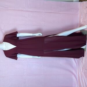 Show Me Your MuMu Faye Flutter Maxi Bridesmaid Dress in Burgundy size XS